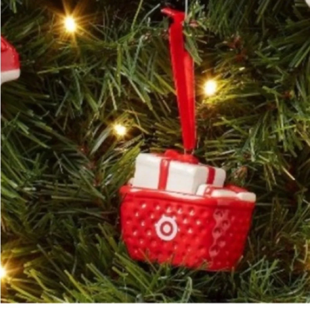 🆕 Target Wondershop Set of 2 Red & White Shopping Cart Christmas Tree Ornaments